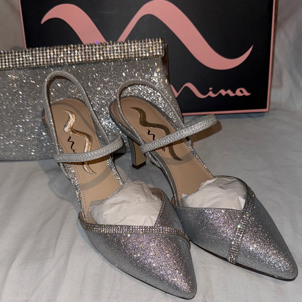 Nina Glittering Silver Heels